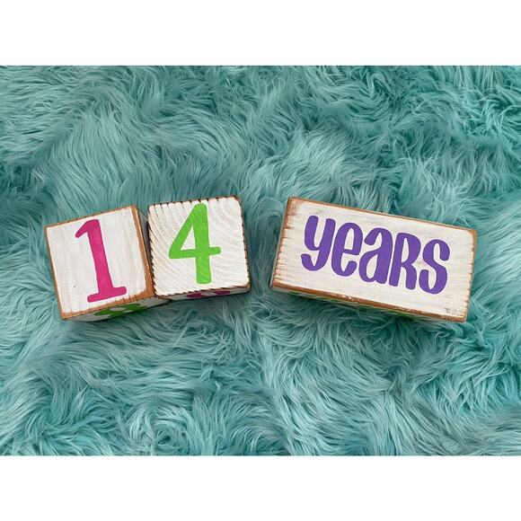 Age Number Photo Blocks Solid Wood - Picture 3 of 4